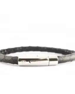 Black Python Bracelet with Stainless Steel Clasp